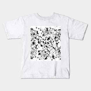 Black and White Paint Splat and Cat Pattern Kids T-Shirt